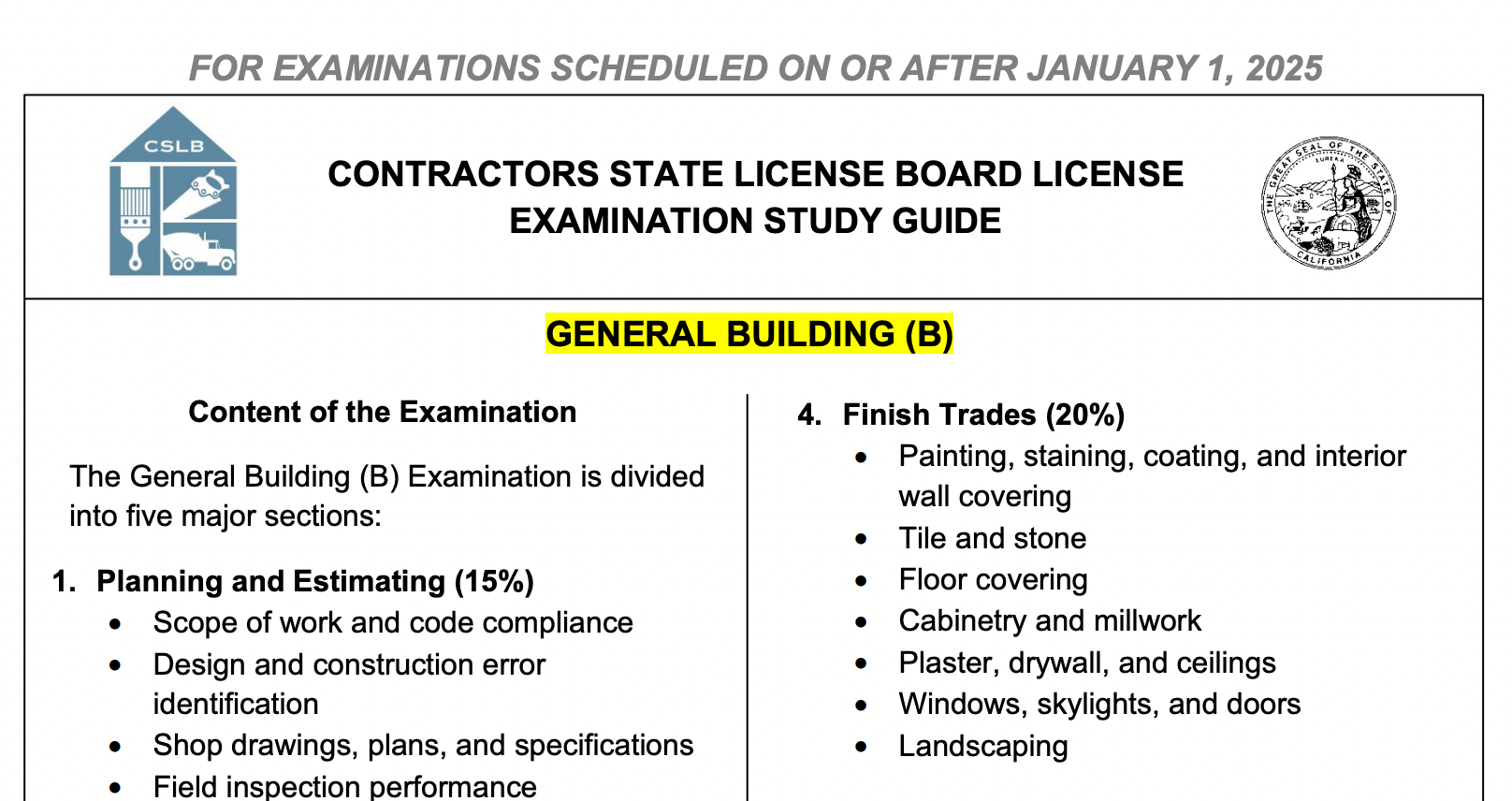 callifornia contractoor license study guide